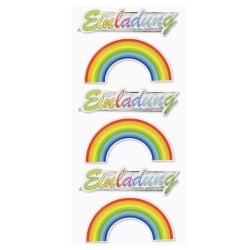Klebe Sticker Einladung Regenbogen zur Kommunion oder Konfirmation