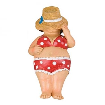 Dekofigur Strandschläfer, Frau im Bikini mit Hut, 90 mm