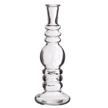 Großer Glas Kerzenständer, Vase, glatt, klar, 23 cm