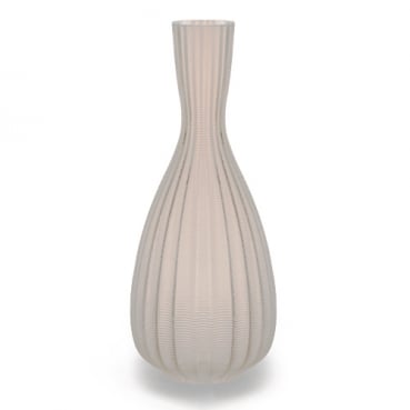 Glas Vase, schmal, Wellenmuster, matt in Sandfarben, 26 cm