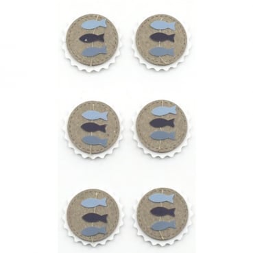 Klebe Sticker 3D Fische in Blau/Braun