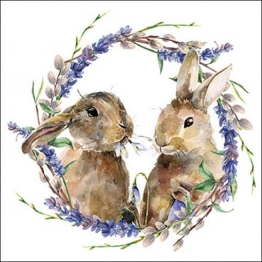 20er Pack Servietten Ostern, Hasen im Frühlingsreigen, 33 x 33 cm