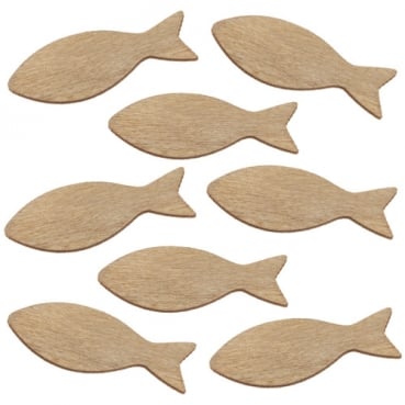 15 Holz Streuteile Fische in Braun