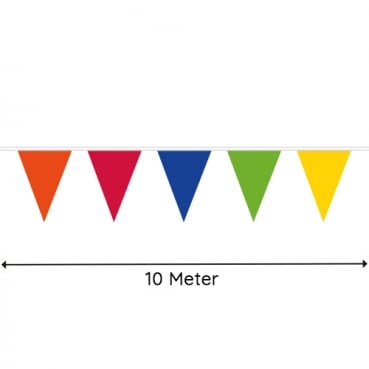 10 Meter Wimpelkette in Regenbogenfarben, wetterfest