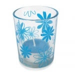Teelichtglas Blume mit Teelicht in Blau Teelichtglas Blume mit Teelicht in Blau