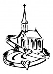 Hochzeit Stempel: Kirche mit Eheringen Hochzeit Stempel: Kirche mit Eheringen
