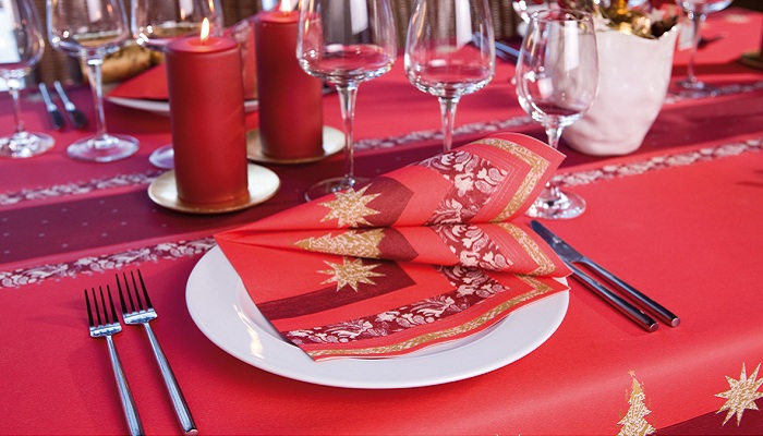 Tischdekoration Buon Natale Rot Mustertisch Tischdekoration Weihnachten von Duni bei Tafeldeko