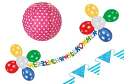 Jugendfeier Jugendweihe Raumdekoration, Wimpelketten, Lampions, Luftballons