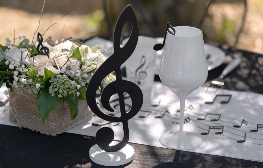 Tischdeko zum Motto Musik.