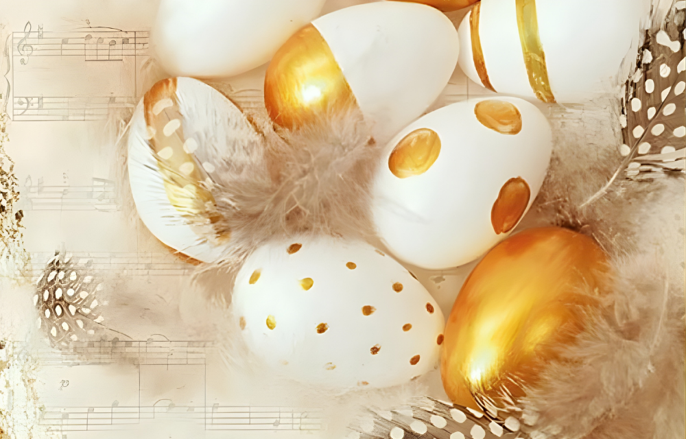 Mottodeko Ostern gold.