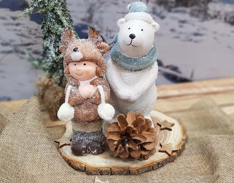 Dekoset mit Winterkind & Eisbär.