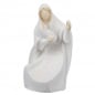 Dekofigur Maria mit Jesuskind, modern in Weiß mit Glitzer.