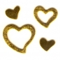 24 Herzen aus Holz in Gold.