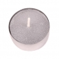 10 Teelichter in Silber Metallic, silberne Alu Hülle, 4 h Brenndauer