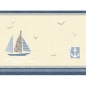 Duni Dunicel Tischsets Seaway, 30 x 40 cm - mit einem beeindruckenden Segelbootmotiv. In schillernden Meeresfarben, kombinert mit einem sanften Sandton.