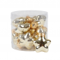 12 Mini Glas Christbaumschmuck-Sterne in Champagner-Gold glänzend, 40 mm.