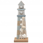 Holz Leuchtturm Maritim Hellblau/Weiß, 20 cm.