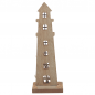 Holz Leuchtturm Maritim Hellblau/Weiß, 20 cm, Rückseite.
