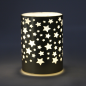 Deko LED-Licht Zylinder, Sternenzauber in Gold, 12,5 cm im Dunkeln, Beleuchtung an.