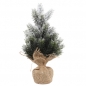 Deko Tannenbaum mit Schnee im Jutesack, 23 cm