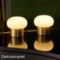 2 Duni LED-Tischlampen Namak, kabellos und wiederaufladbar, modernes Design, Sockel Messingoptik, warmes stimmungsvolles Licht.