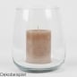 Glas Windlicht, Vase Alzada, klar, 17 cm, Dekobeispiel mit Kerze.