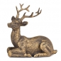 Dekofigur Hirsch liegend in Antik-Gold matt, 10 cm.