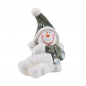 Kleiner Keramik Schneemann seitlich liegend, 90 mm.