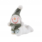 Kleiner Keramik Schneemann auf dem Bauch liegend, 90 mm.