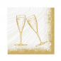 Duni Zelltuch Cocktail-Servietten Sparkly Cheers White, 24 x 24 cm.