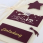 Einladungskarte Weihnachten, Bethlehem in Creme/Aubergine.