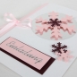Einladungskarte Weihnachten, Winter Eiskristalle in Rosa/Weiß.
