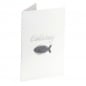 Einladungskarte Glitzer Fisch in Weiß Metallic.