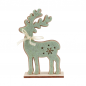 Deko Holz Hirsch mit Filz in Pistachio Green, 17 cm.