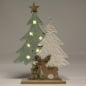 Deko Filz Tannenwald mit Holz Hirsch und Rehkitz mit LED Beleuchtung, 27 cm.