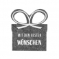 Filz Geschenktasche -Beste Wünsche- für Geld/Gutscheine in Grau/Weiß, 11,5 cm.