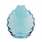Glas Flaschen Väschen klein Muschel in Hellblau, 95 mm.