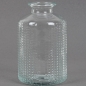 Kleines Glas Flaschen Väschen, gemustert, klar, 10 cm.