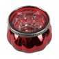 Glas Windlicht, Vintage in Rot verspiegelt mit Metallrand in Antik-Silber, 85 mm.