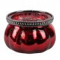 Glas Windlicht, Vintage in Rot verspiegelt mit Metallrand in Antik-Silber, 85 mm.