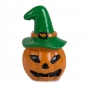 Halloween Kürbis Gesicht mit grünem Hut und Klebepunkt, 35 mm.