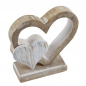 Holz Aufsteller Hochzeit, Mangoholz Herzen in Hellbraun/Weiß, 13 cm.