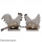 Holz Hahn und Huhn mit Verzierung.