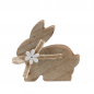 Kleiner Holz Hase in Hellbraun mit Schleife, 85 mm.