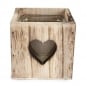 Teelichtglas eckig in einer Herz Holzbox
