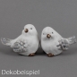 Keramik Winter Vögel in Weiß/Grau mit Glitzer, 90 mm.
