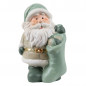 Keramik Nikolaus mit Strumpf in Salbei/Taupe, 14 cm.