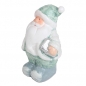 Keramik Weihnachtsmann in Mintgrün/Grau mit Geschenk in Silber, 11 cm