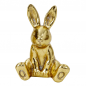 Dekofigur Osterhase sitzend, Pfötchen vorne, in Antik-Gold, 11 cm.