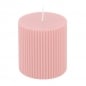 Stumpenkerze mit Rillen in Rosa, 75 x 70 mm.